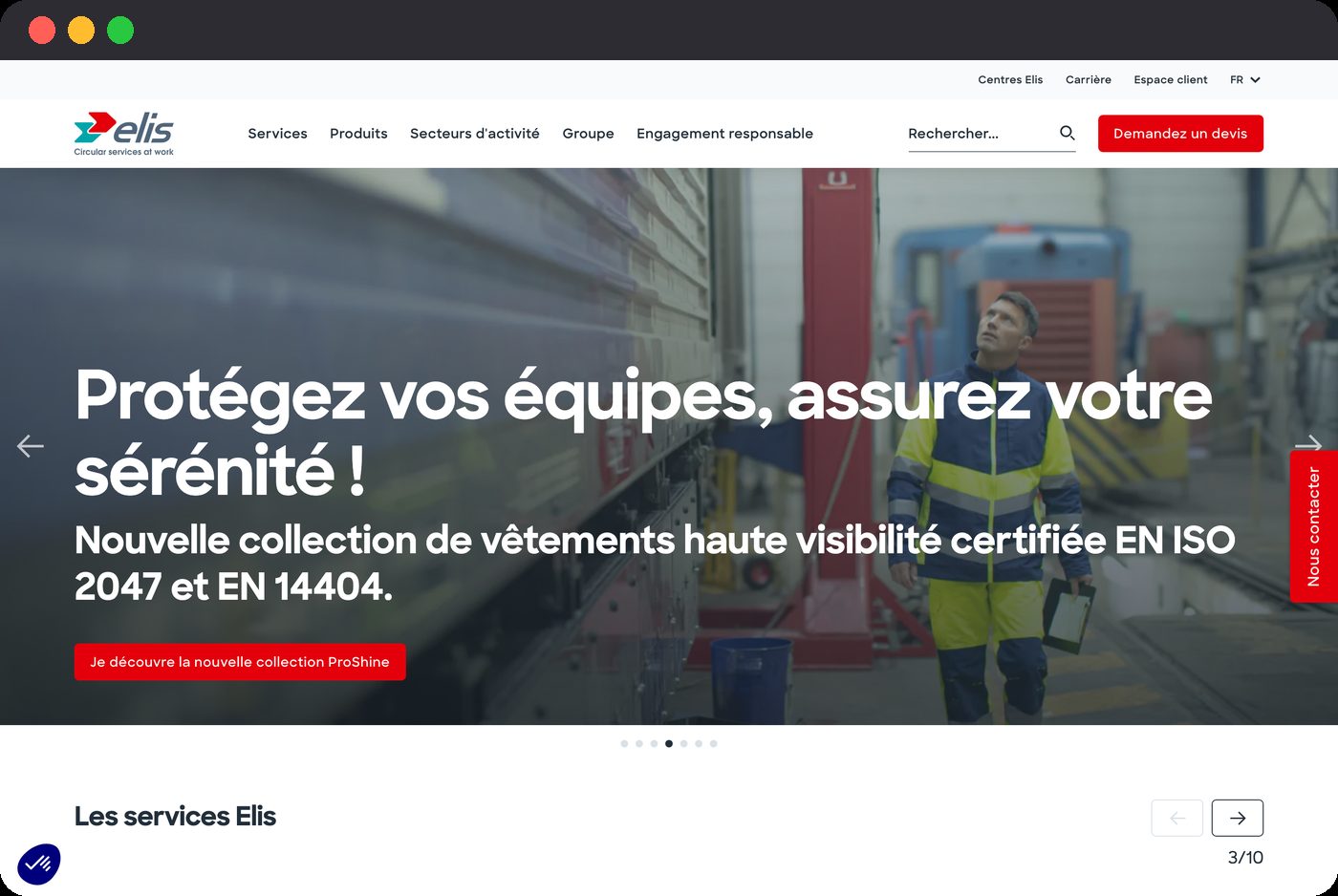 Page d'accueil du site Elis